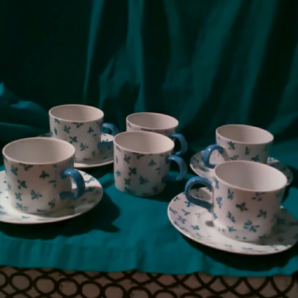 GLORIA VANDERBILT "EVERLASTING" CUP AND SAUCERS